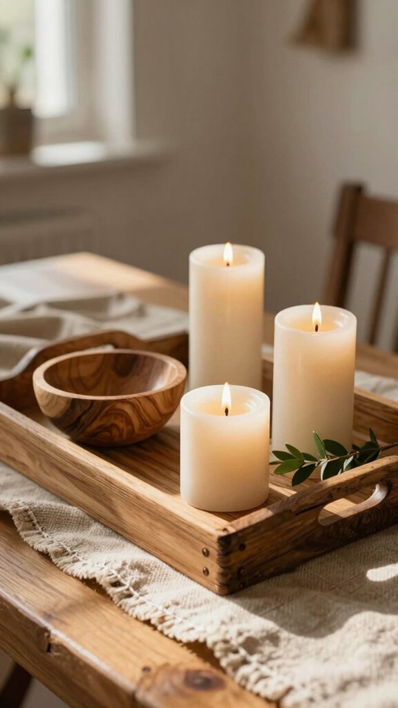rustic wood cabin chic candle tray