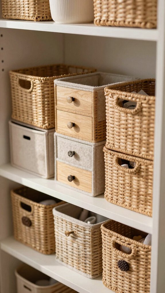 small closet basket organization