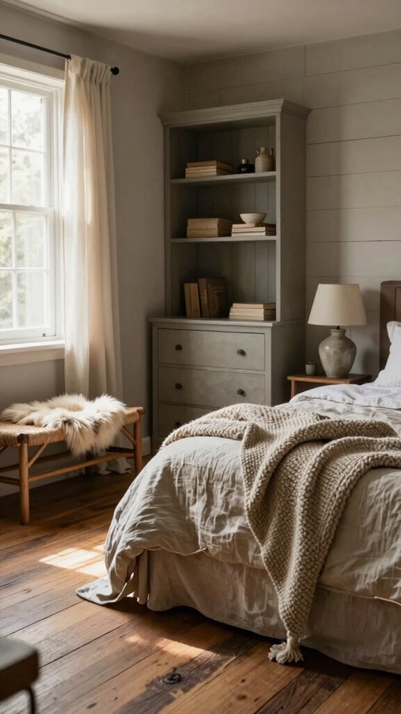 Farmhouse Bedroom Decor Ideas That Work Even Without a Closet 2 smart bed and walkway flow