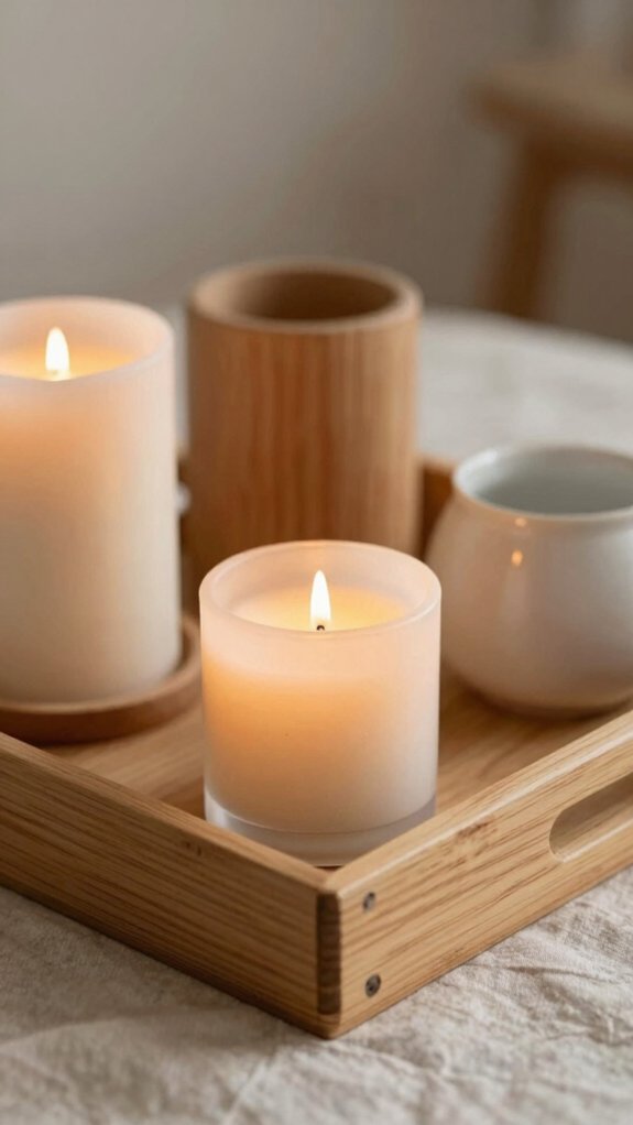 Candle Tray Decor Ideas That Instantly Make a Space Feel Warm and Elevated 10 soft rustic birch candlelight glow