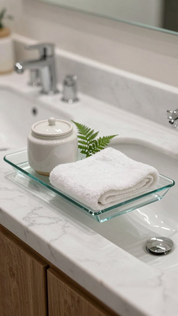 spa like glass tub tray styling