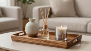 styled living room decorative tray