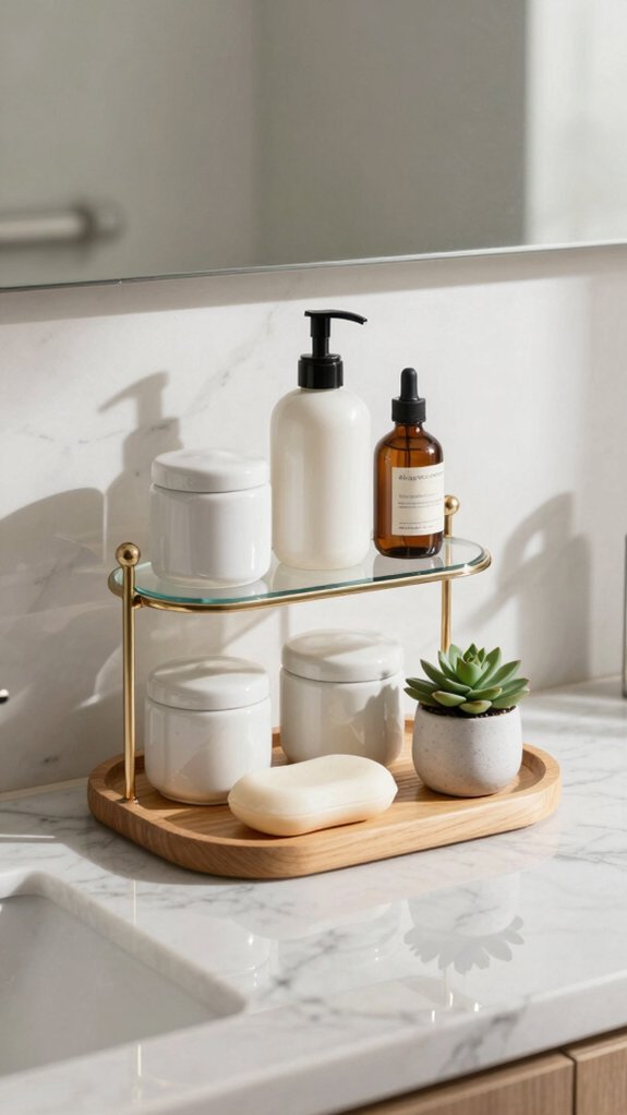tiered tray for clutter free counter