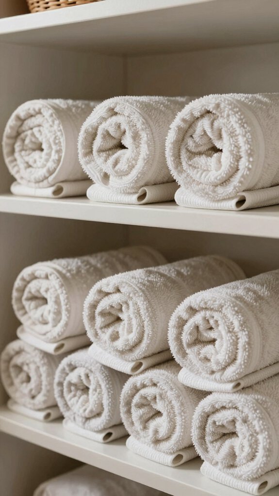 Towel Folding Methods That Actually Save Shelf Space 7 tightly roll and tuck ends