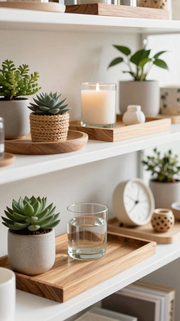 Small Space Tray Decor Ideas That Keep Your Home Looking Organized 13 tiny stage tray shelving