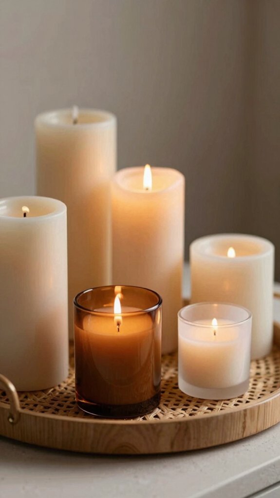 Candle Tray Decor Ideas That Instantly Make a Space Feel Warm and Elevated 5 vary candle heights for depth