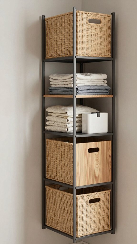 Small Space Storage System That Organizes Your Entire Room Without a Closet 5 vertical shelf storage system