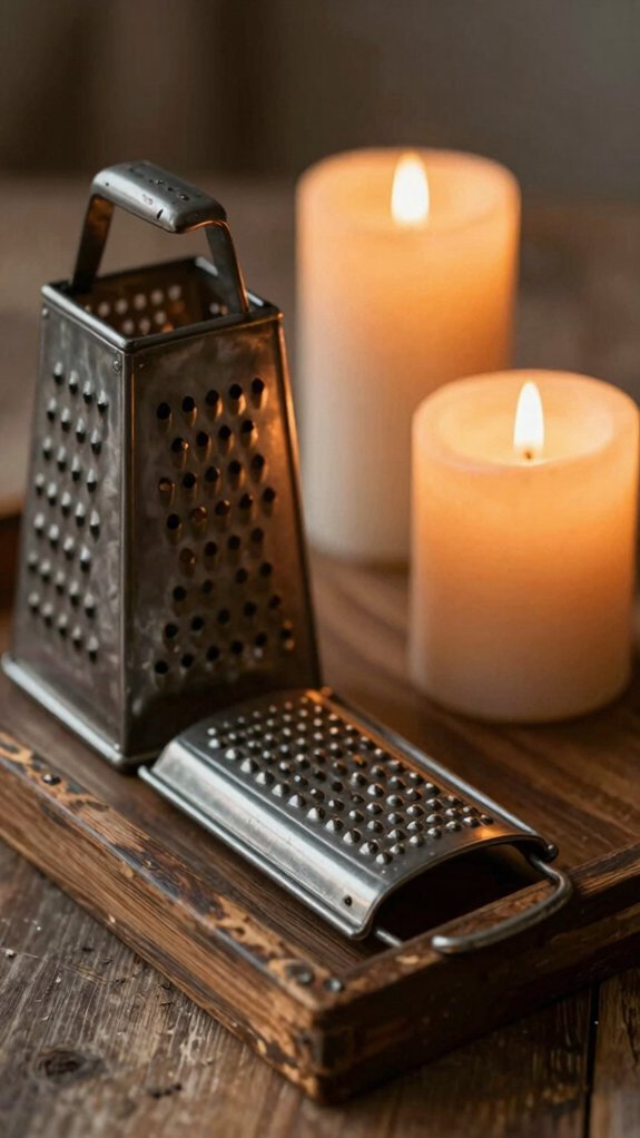 vintage grater candle shadow play