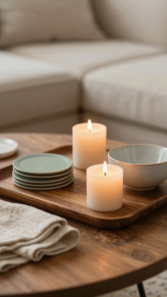 warm cozy candle tray glow