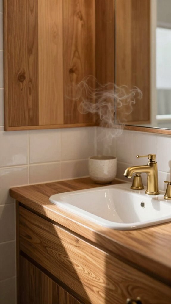 Mid Century Bathrooms That Feel Warm Without Looking Vintage 3 warm light wood paneling