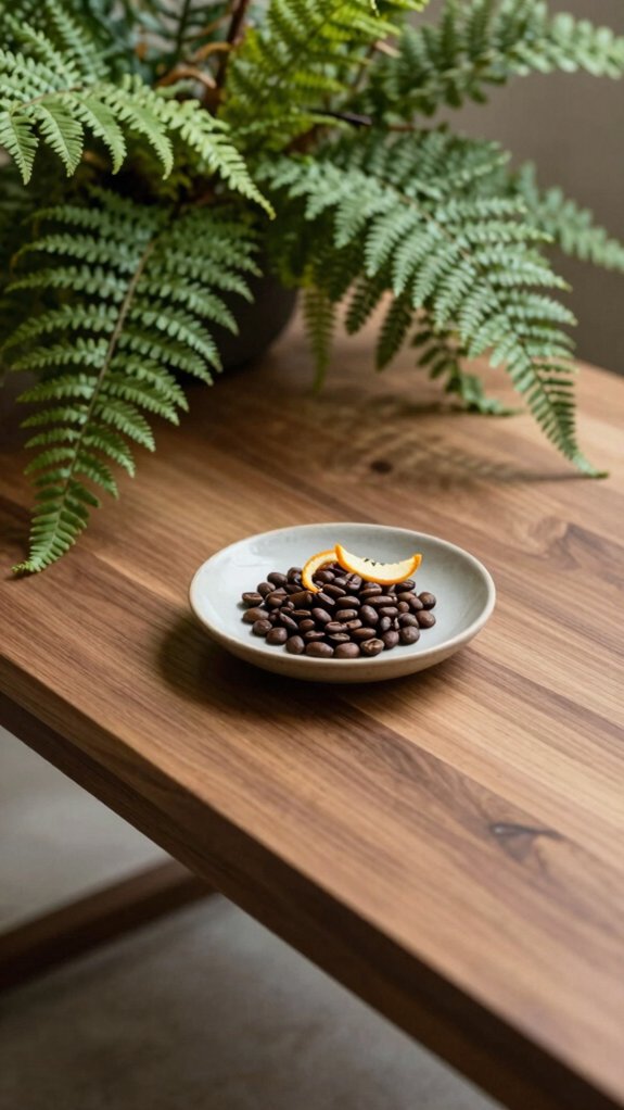 woven tray with lush ferns