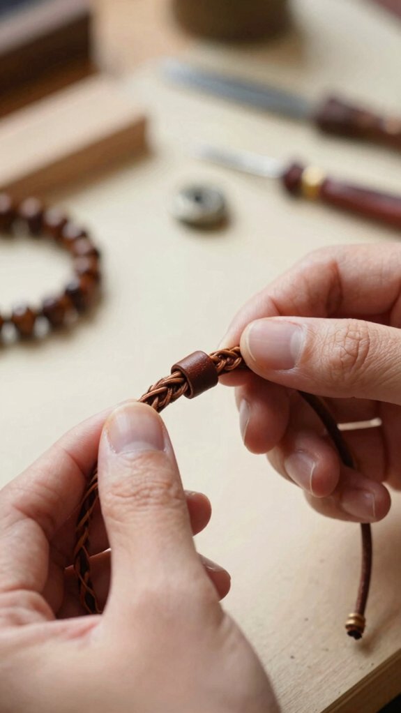adjustable knotted leather cord bracelet