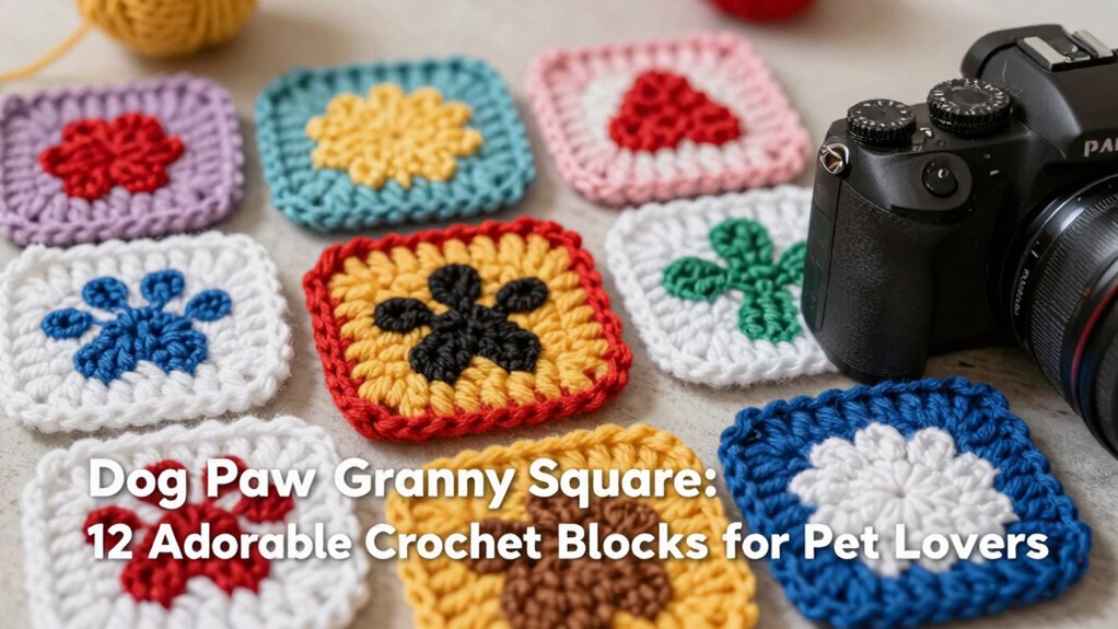 Dog Paw Granny Square: 12 Adorable Crochet Blocks for Pet Lovers 9 adorable crochet dog paw squares