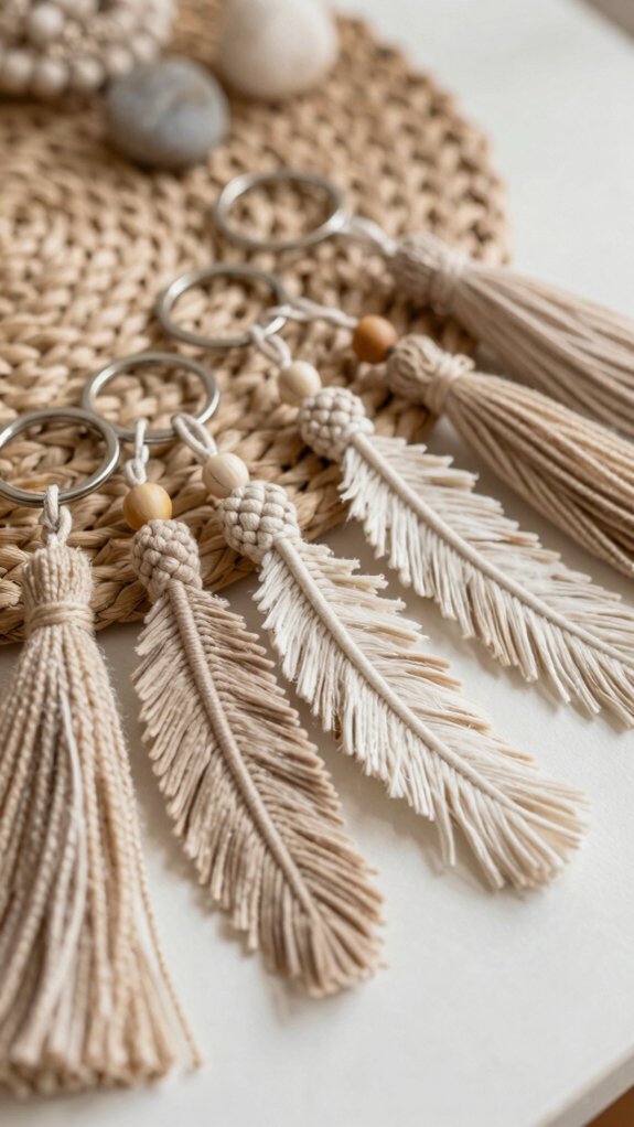 beginner feather cord keychain