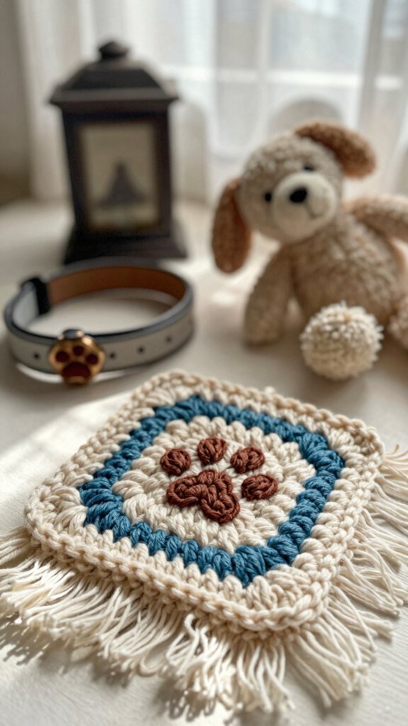 Dog Paw Granny Square: 12 Adorable Crochet Blocks for Pet Lovers 13 beloved dog paw memorial keepsake