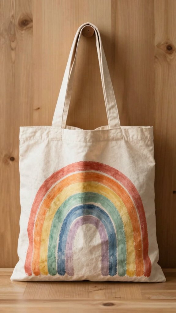 bright boho rainbow tote art