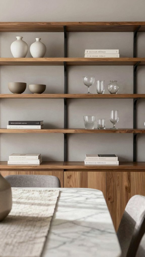 built in dining wall shelving