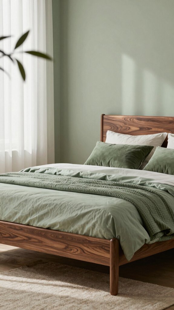 15 Bedroom Color Combinations Designers Never Get Tired Of 10 calm sage walnut bedroom
