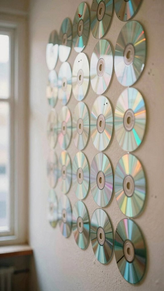 cd covers rainbow wall display