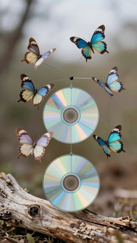 14 DIY CD Art Ideas That Give Old Discs a Stunning Second Life 6 cd scraps floating butterfly mobile