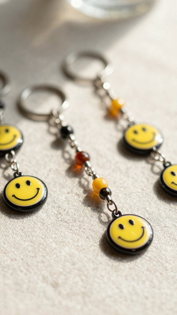 14 Beaded Keychains That Make Thoughtful Handmade Gifts 5 cheerful beaded smiley pattern