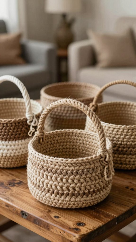 12 Beautiful Baskets You Can Make Yourself 6 chunky rope crochet organizer basket