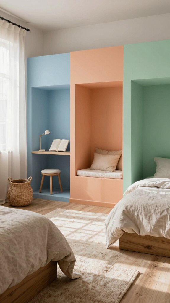 Shared Bedroom Ideas That Give Every Child Their Own Space 6 color coded personal bedroom zones