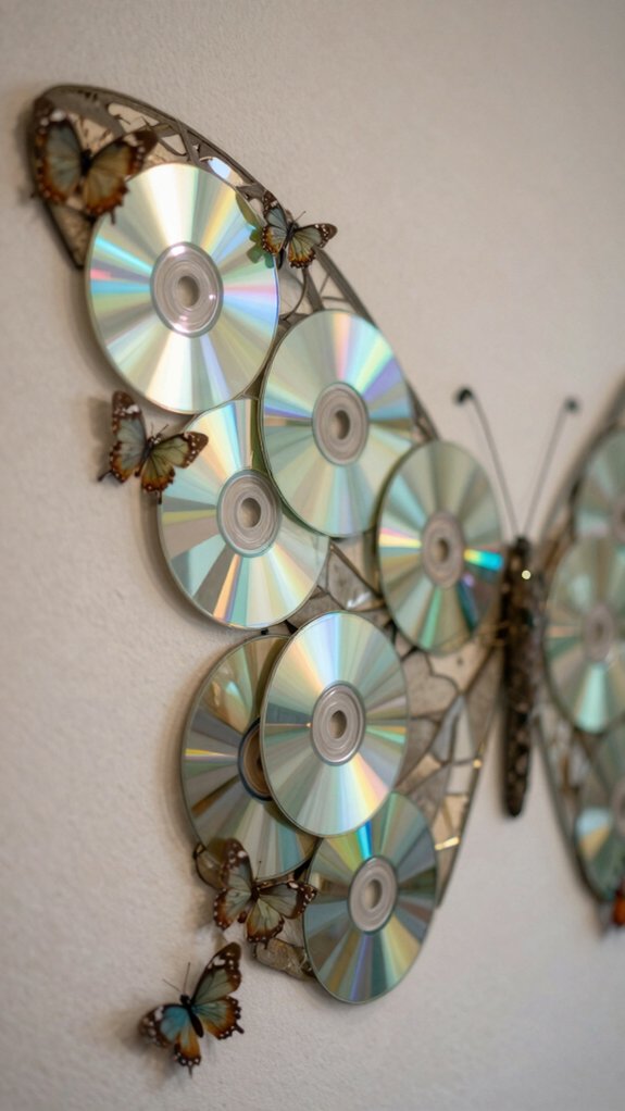 color sorted butterfly cd wall