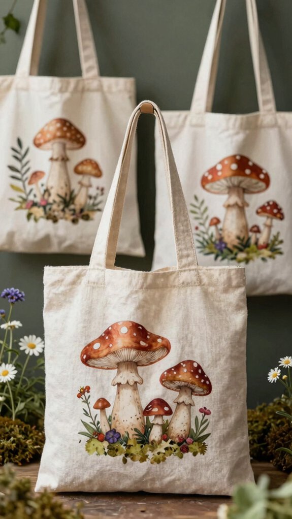 15 Cute Tote Bag Designs You’ll Want to Carry Every Day 7 cottagecore foraging mushroom tote
