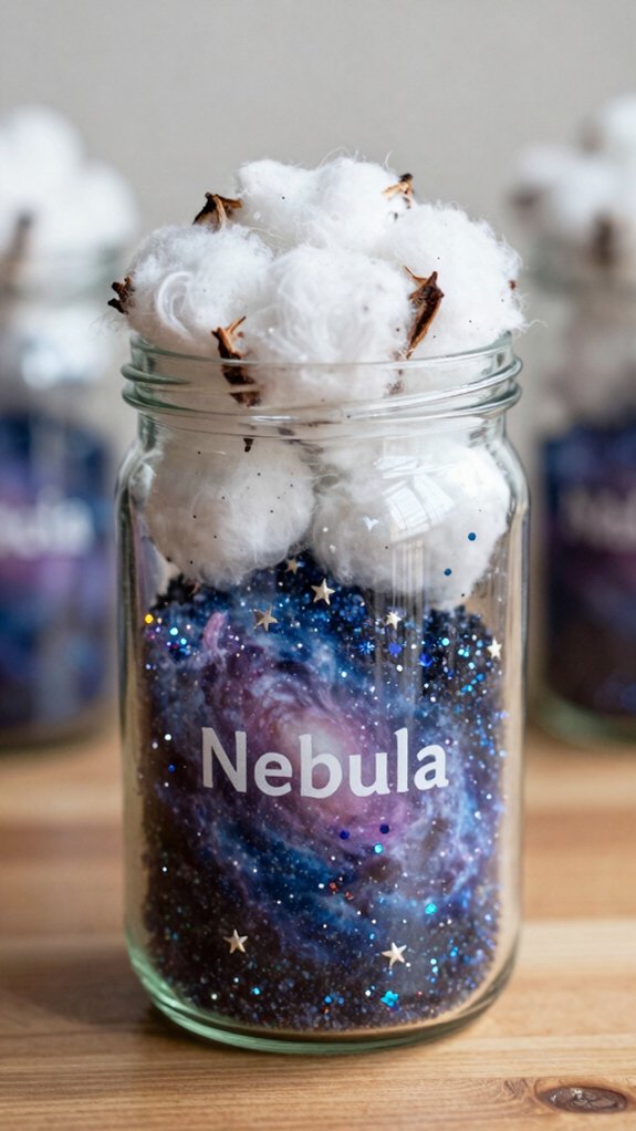 13 Galaxy Jar DIY Ideas Kids Will Love 7 cotton nebula in mason jar
