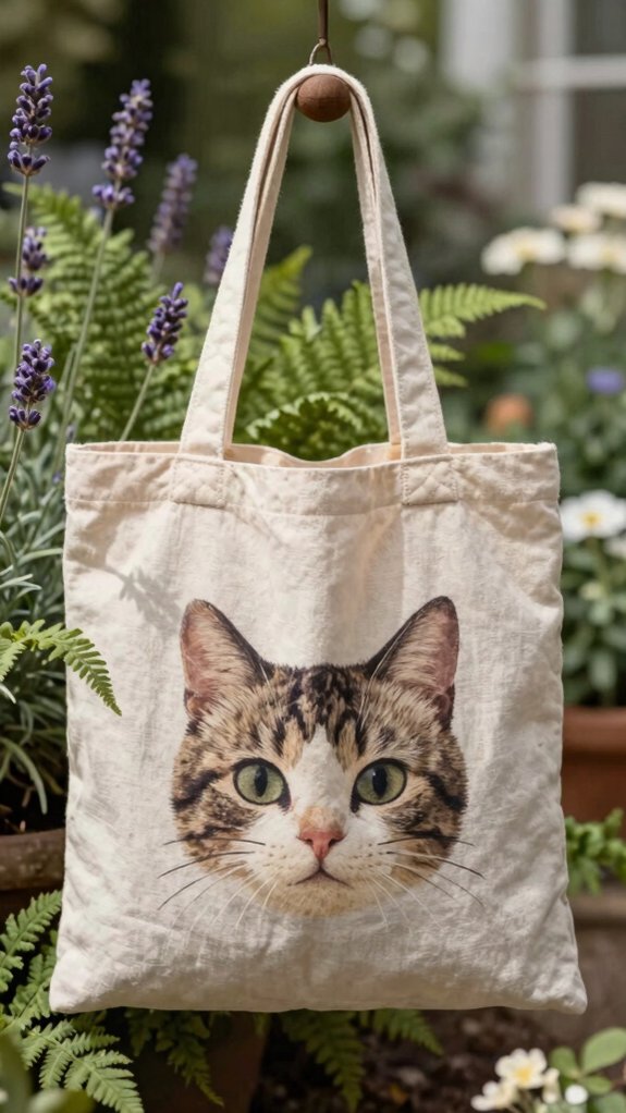 cozy garden cat tote design