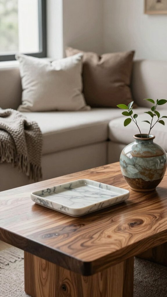 Budget Apartment Decor That Looks Surprisingly Expensive 7 cozy neutral tray styling