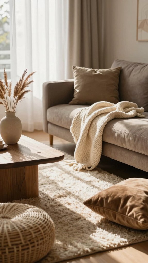 17 Cozy Living Room Ideas You’ll Never Want to Leave 14 cozy velvet wool knit