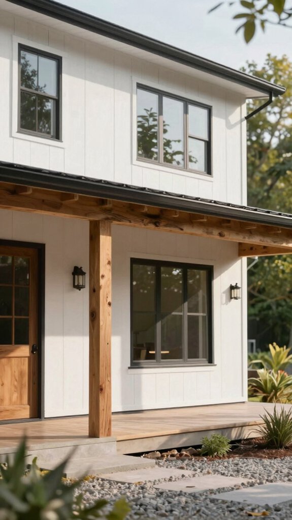 How to Design a Modern Farmhouse Exterior From the Ground up 5 crisp black framed symmetry