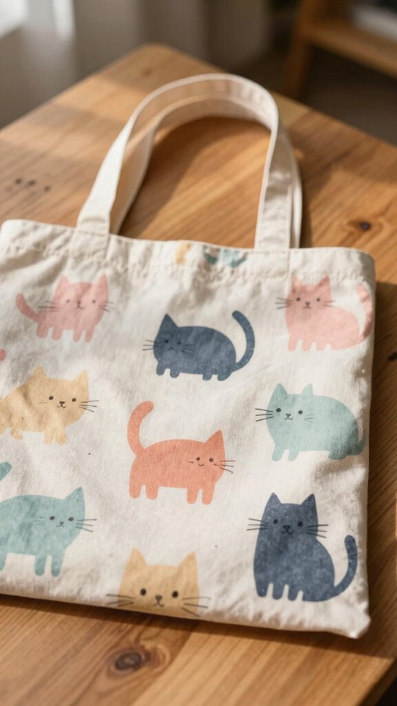dabbed stenciled cat tote