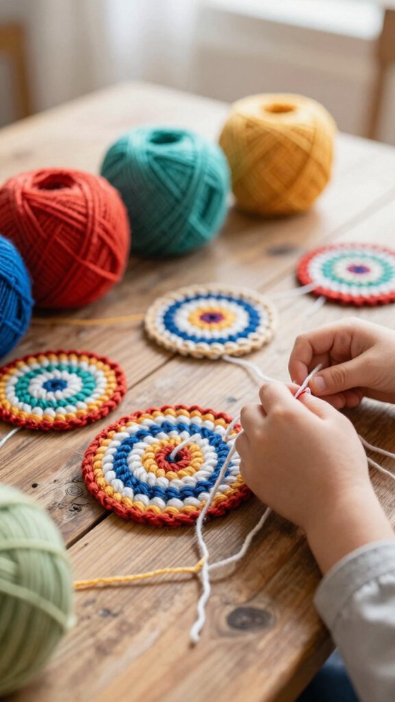 13 Retro Crafts for Kids Inspired by Old-School Fun 7 diamond grid yarn weaving charm