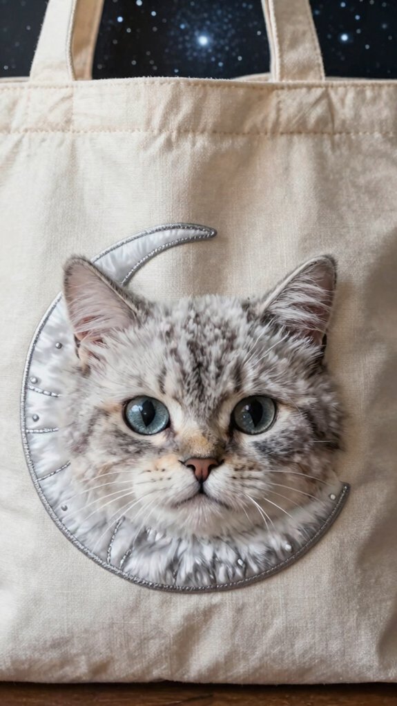 dreamy celestial moon cat tote