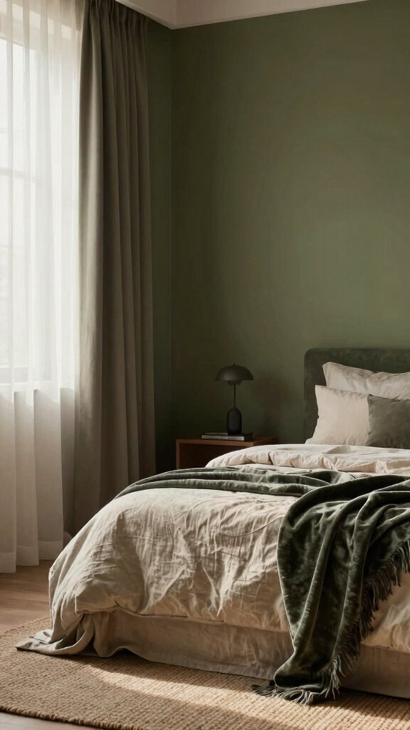 Bedroom Color Schemes That Feel Calm Morning and Night 7 earthy olive calm bedroom