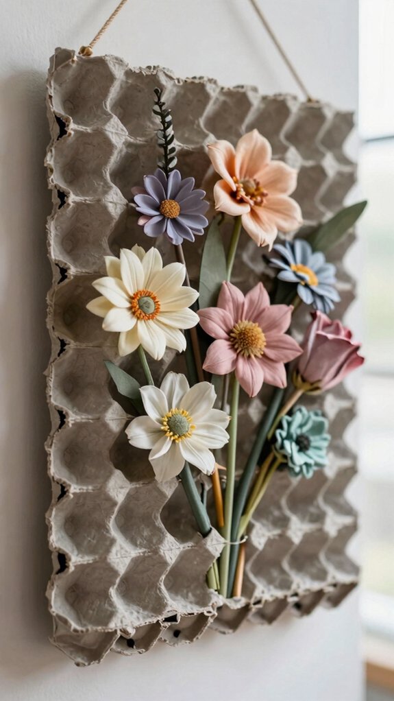 15 Wall Hanging Ideas Made From Everyday Waste Materials 13 egg carton wall flowers