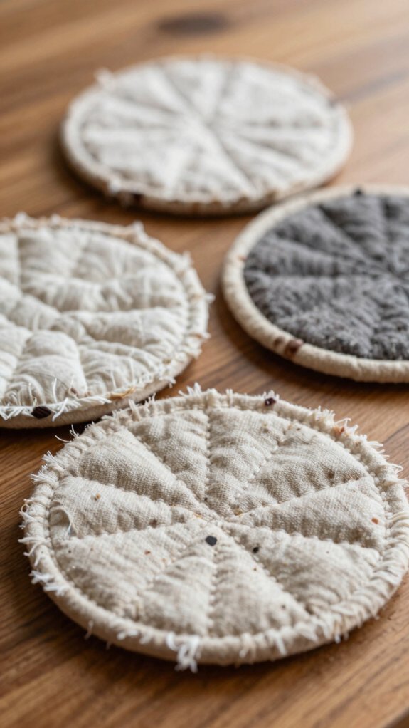 16 Useful Recycled Crafts That Turn Waste Into Something Beautiful 7 fabric scraps color coded coasters