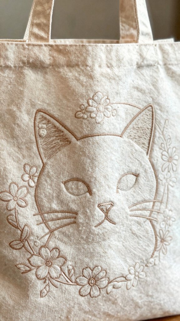 floral cat silhouette tote