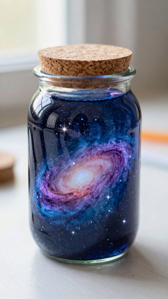13 Galaxy Jar DIY Ideas Kids Will Love 5 glitter sealed galaxy jar instructions