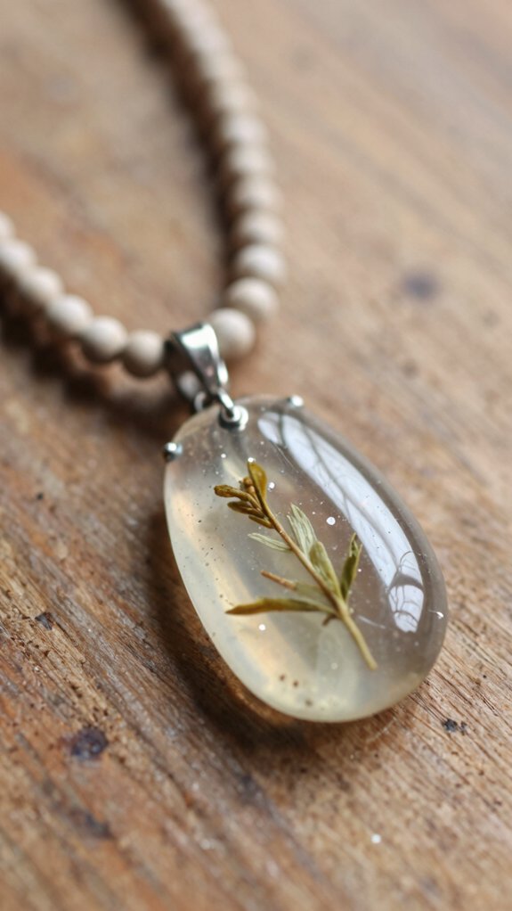 glossy resin necklace crafting