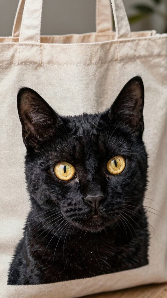 golden eyed black cat tote