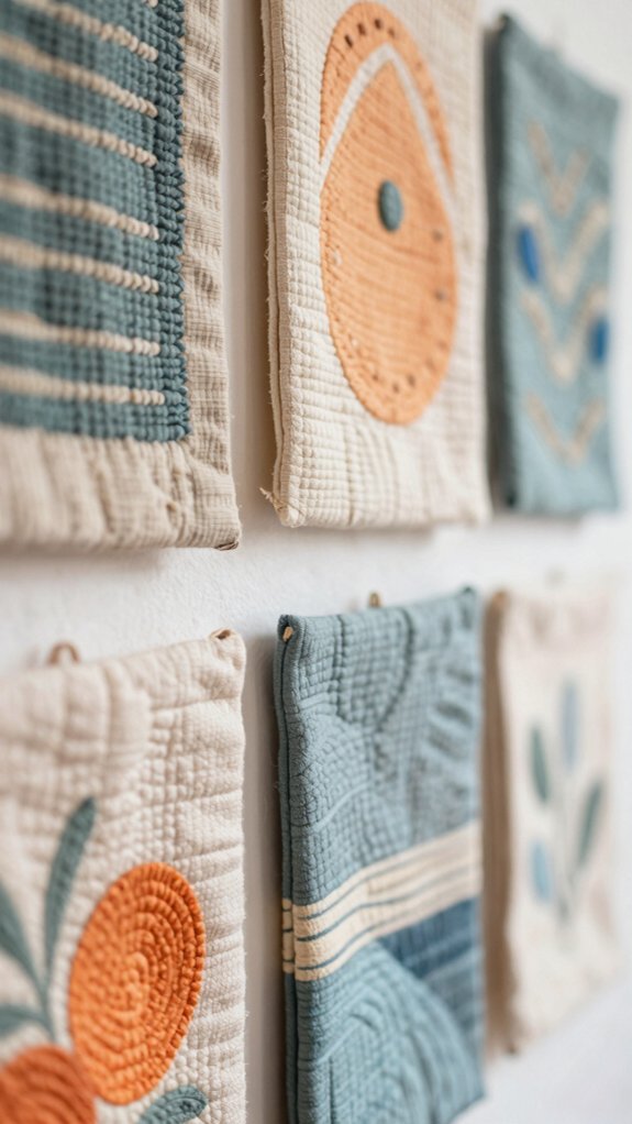 handmade painted fabric hangings