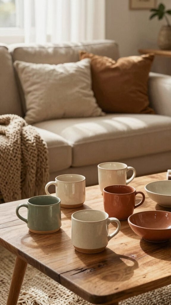 19 Cozy Living Room Ideas Inspired by Designer Homes 11 handmade pottery for cozy warmth