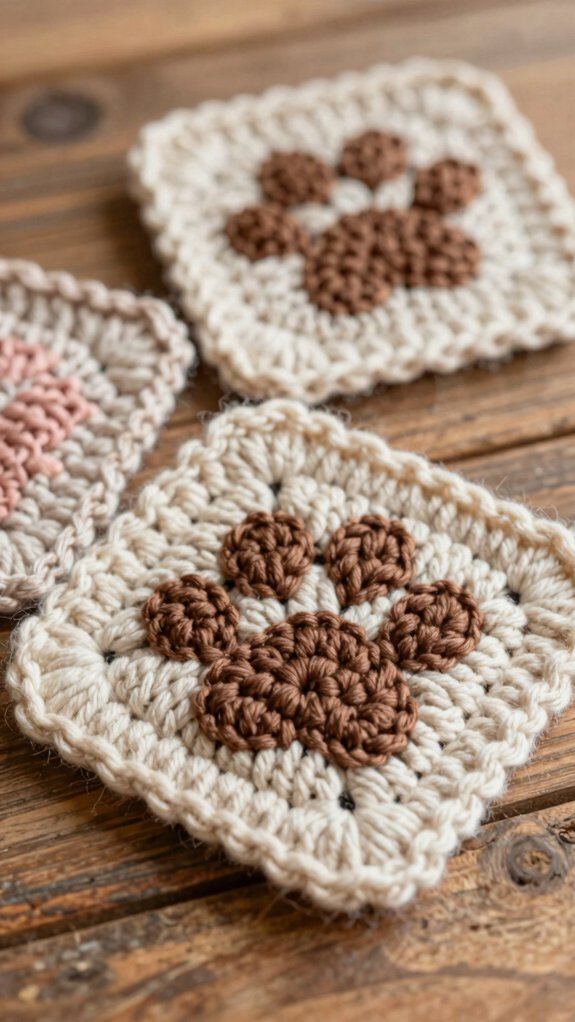 Dog Paw Granny Square: 12 Adorable Crochet Blocks for Pet Lovers 4 heart paw crochet graph pattern