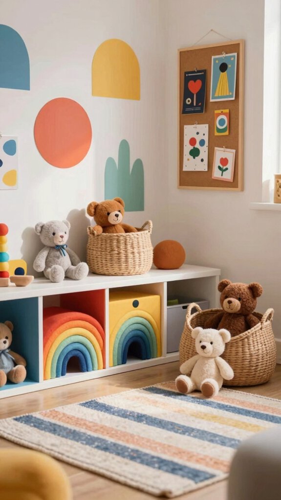 Colorful Kids Room Ideas That Spark Creativity 7 kid height labeled toy bins