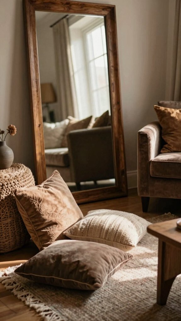 19 Cozy Living Room Ideas Inspired by Designer Homes 15 large mirror brightens living room