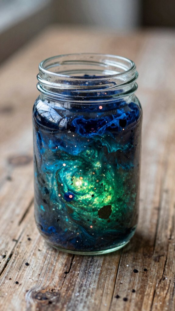 13 Galaxy Jar DIY Ideas Kids Will Love 9 layer light colors add glitter